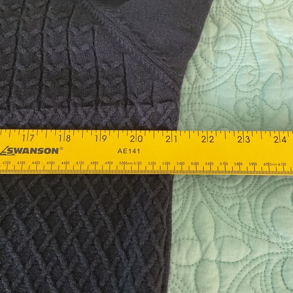 Kigili Mens Pullover Cable Knit V Neck Sweater Wool Cotton Blend Navy Medium - Picture 11 of 12